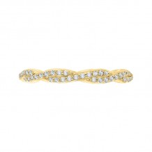 Shah Luxury 14K Yellow Gold Round Eternity Diamond Wedding Band with Criss-Cross Crossover Shank