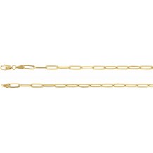 14K Yellow 3.85 mm Elongated Flat Link 7 Chain