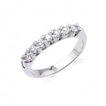 14K White Gold 0.50ct 7 Stone Shared Prong Die-Struck Diamond Women's Wedding Band