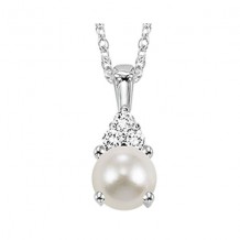 Gems One 10Kt White Gold Diamond (1/50Ctw) & Pearl (3/8 Ctw) Pendant