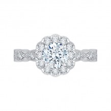 Shah Luxury 14K White Gold Round Diamond Halo Engagement Ring (Semi-Mount)