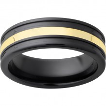 Black Diamond Ceramic Band with 2mm 18K Yellow Gold Inlay