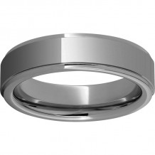 Rugged Tungsten  6mm Flat Grooved Edge Band and Polished Finish