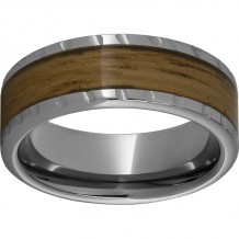 Rugged Tungsten  8mm Pipe Cut Band with Single Malt Barrel Aged Inlay and Scored Edge