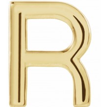 14K Yellow Single Initial R Earring