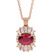 14K Rose Ruby & 1/3 CTW Diamond 16-18 Necklace