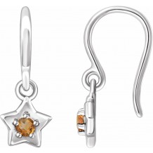 14K White 3 mm Round November Youth Star Birthstone Earrings