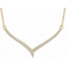 14K Yellow 1/6 CTW Diamond V 16-18 Necklace