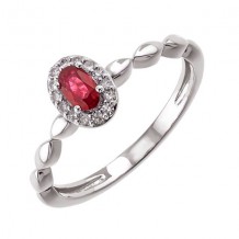 Gems One 10Kt White Gold Diamond (1/12Ctw) & Ruby (1/3 Ctw) Ring