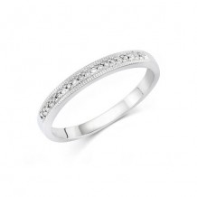 14K White Gold 0.10ct Milgrain Diamond Women's Wedding Band
