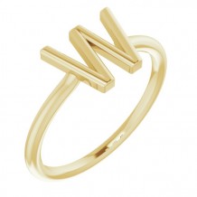 14K Yellow Initial W Ring