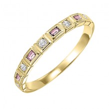 Gems One 14Kt Yellow Gold Diamond (1/12Ctw) & Pink Tourmaline (1/8 Ctw) Ring