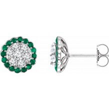 14K White Emerald & 5/8 CTW Diamond Earrings