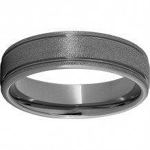 Rugged Tungsten  6mm Rounded Edge Band with Stone Finish
