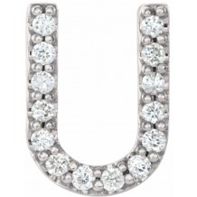 14K White .06 CTW Diamond Single Initial U Earring