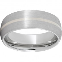 Serinium Domed Band with a 1mm Sterling Silver Inlay and a Satin Finish