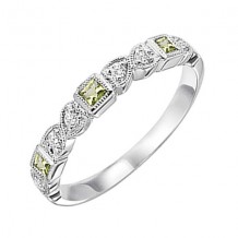 Gems One 10Kt White Gold Diamond (1/12Ctw) & Peridot (1/6 Ctw) Ring
