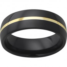 Black Diamond Ceramic Domed Band with 1mm 18K Yellow Gold Inlay