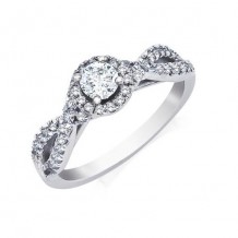 14K White Gold 0.38ct Diamond Melee And A 0.33ct Round Center Diamond Infinity Engagement Ring