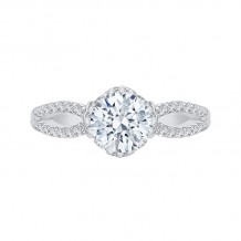 Shah Luxury Round Diamond Engagement Ring with Split Shank In 14K White Gold (Semi-Mount)