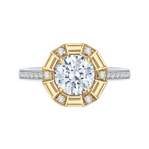 Shah Luxury 14K Two-Tone Gold Round Diamond Cathedral Style Engagement Ring (Semi-Mount)