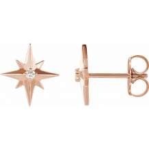 14K Rose .03 CTW Diamond Star Earrings