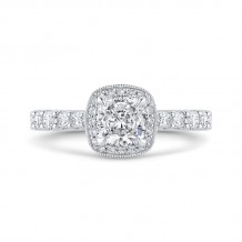 Shah Luxury 14K White Gold Cushion Diamond Halo Engagement Ring (Semi-Mount)