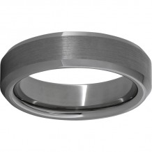 Rugged Tungsten  6mm Beveled Edge Band with Satin Finish