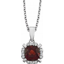 14K White Mozambique Garnet & .05 CTW Diamond 18 Necklace