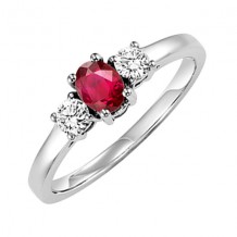 Gems One 14Kt White Gold Diamond (1/4Ctw) & Ruby (1/2 Ctw) Ring