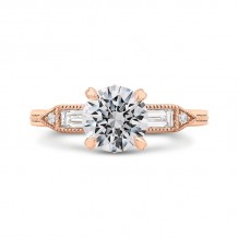 Shah Luxury 14K Rose Gold Round and Baguette Diamond Engagement Ring (Semi-Mount)