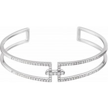 14K White 3/4 CTW Diamond Cuff 6 Bracelet