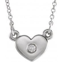 14K White .03 CTW Diamond Heart 16 Necklace