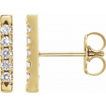 14K Yellow 1/8 CTW Diamond French-Set Bar Earrings