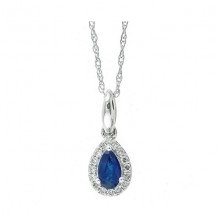 Gems One 10Kt White Gold Diamond (1/20Ctw) & Sapphire (1/5 Ctw) Pendant