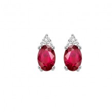 Gems One 10Kt White Gold Diamond (1/20Ctw) & Ruby (1/2 Ctw) Earring