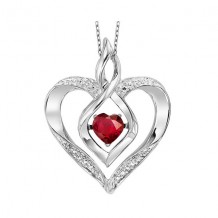 Gems One Silver Diamond (1/50 Ctw) & Created-Garnet (1/3 Ctw) Pendant