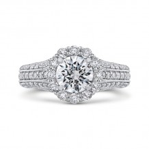 Shah Luxury Round Diamond Halo Engagement Ring with Split Shank In 14K White Gold (Semi-Mount)