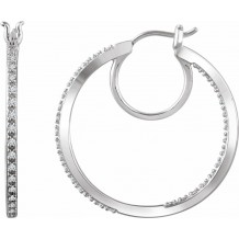 14K White 1/4 CTW Diamond Hoop Earrings