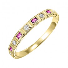 Gems One 10Kt Yellow Gold Diamond (1/12Ctw) & Pink Sapphire (1/8 Ctw) Ring