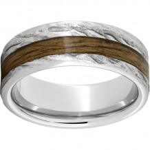 Serinium Pipe Cut Band with Bourbon Barrel Aged Inlay and Bark Finish