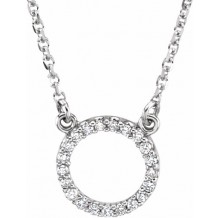 14K White 1/10 CTW Diamond Circle 16 Necklace