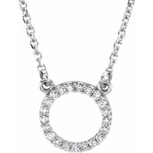 14K White 1/10 CTW Diamond Circle 16 Necklace