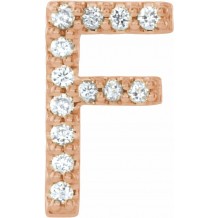 14K Rose .05 CTW Diamond Single Initial F Earring