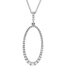 14K White 5/8 CTW Diamond Oval Silhouette 18 Necklace