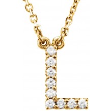 14K Yellow Initial L .08 CTW Diamond 16 Necklace