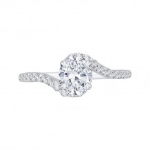 Shah Luxury 14K White Gold Oval Cut Diamond Promise Engagement Ring (Semi-Mount)