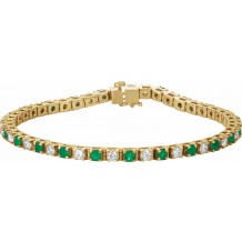 14K Yellow Emerald & 2 1/3 CTW Diamond Line 7 Bracelet
