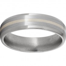Titanium Beveled Edge Band with a 1mm Sterling Silver Inlay and Satin Finish
