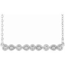 14K White .07 CTW Diamond Milgrain Bar 16-18 Necklace